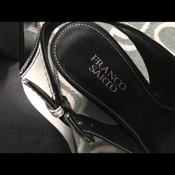 Franco Sarta black and white peep toe size 9.5 - Picture 4 of 5